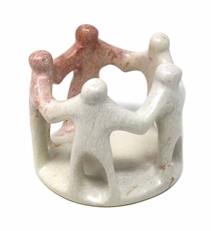 Handmade Natural Soapstone Circle Of Friends Statue